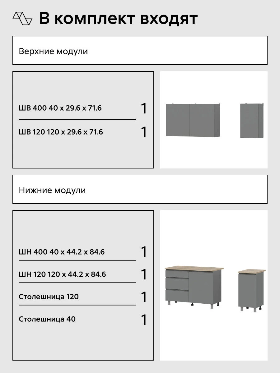Кухонный гарнитур прямой Нонтон Эккервуд, 160 см, графит серый
